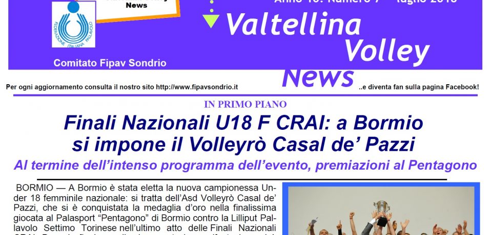 Pubblicato il nuovo numero del Valtellina Volley News