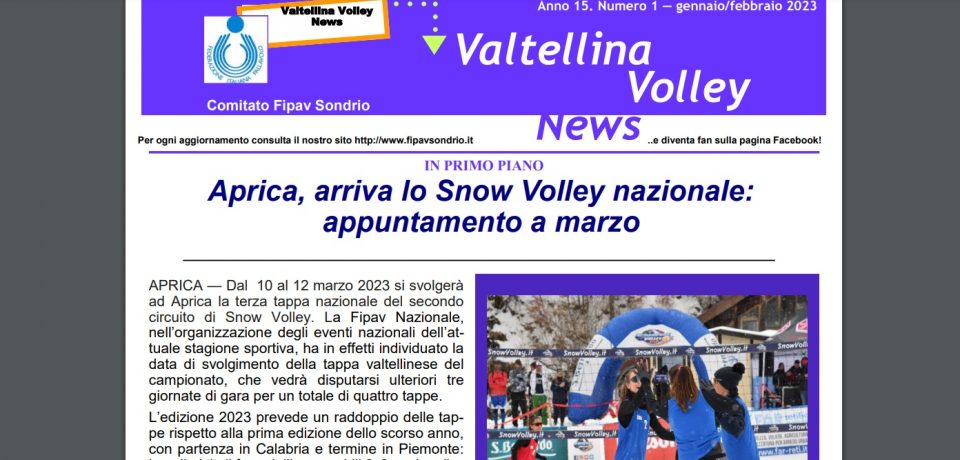 Sul sito la nuova edizione del Valtellina Volley News