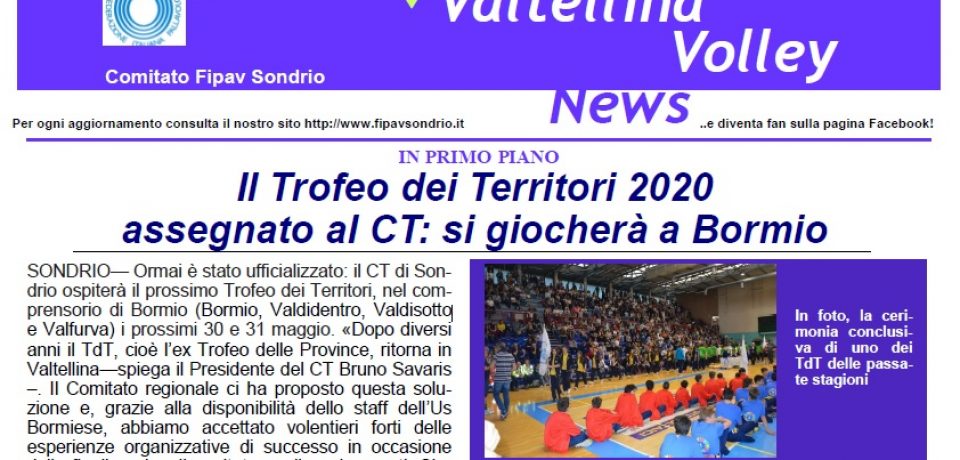 Pubblicato il nuovo Valtellina Volley News